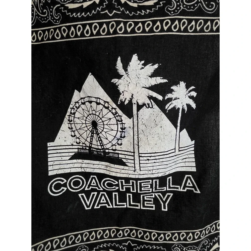 Coachella Valley Bandana Black White Unisex Boho Scarf Wrap Head Neck Kerchief
